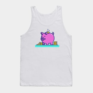 Cute Pig With Gold Coins Money Tank Top